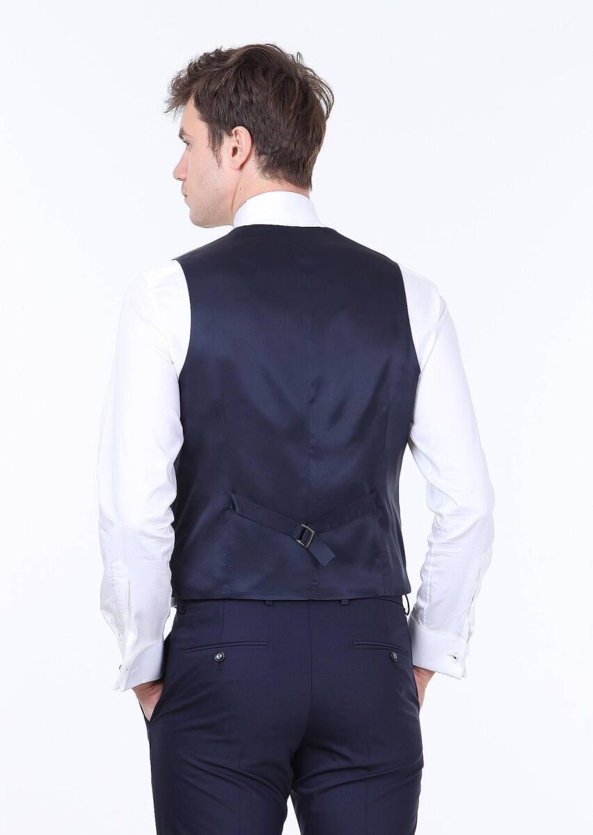 RAMSEY Saks Slim Fit Kelebek Yaka Klasik Yelek görsel 4