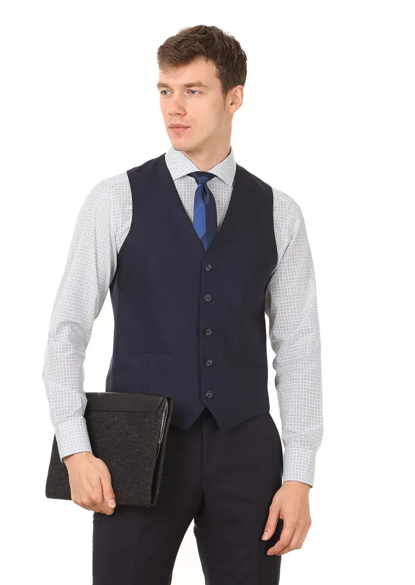 Saks Slim Fit Kelebek Yaka Klasik Yelek - 1