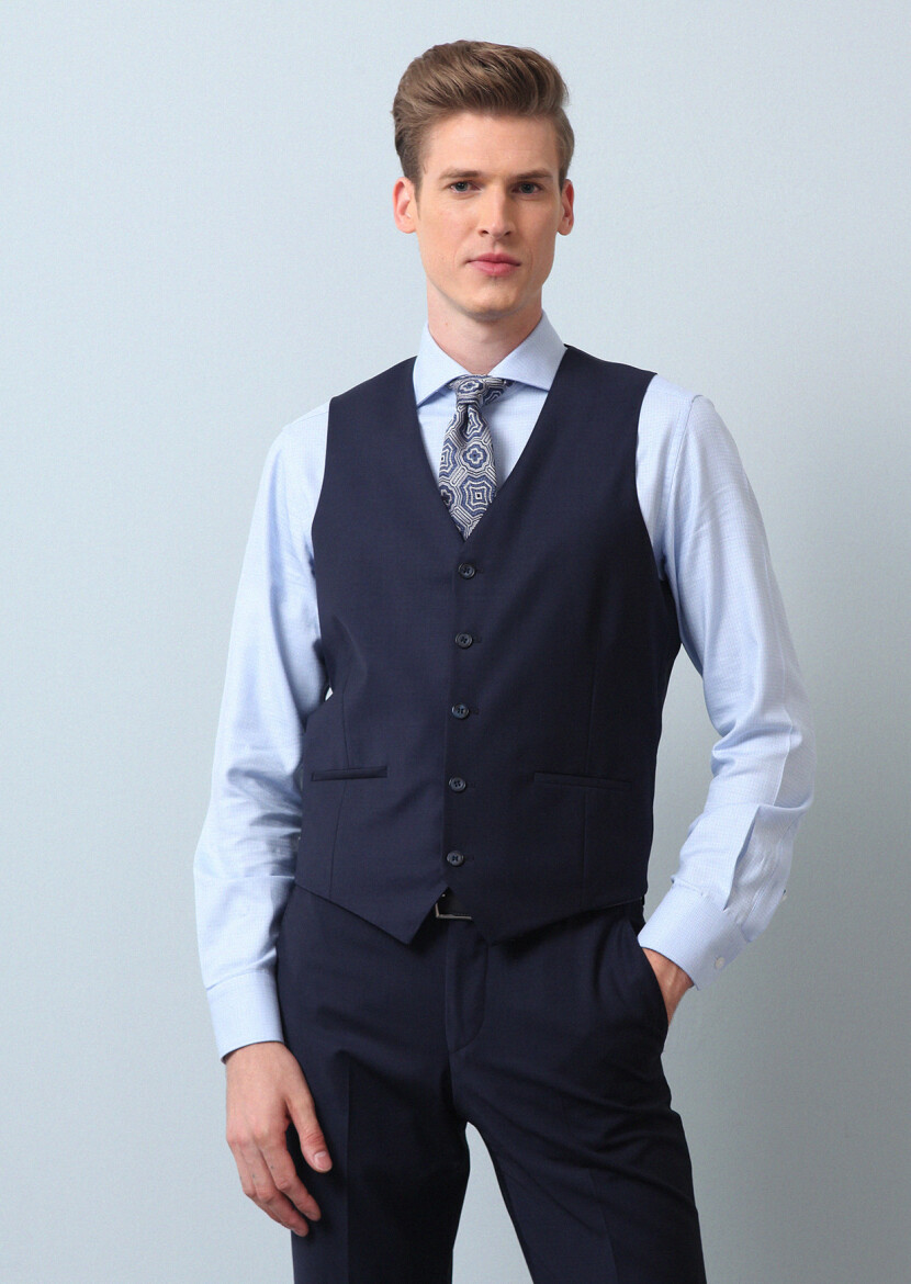 Saks Slim Fit Kelebek Yaka Klasik Yelek - 1