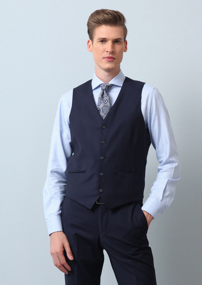 Saks Slim Fit Kelebek Yaka Klasik Yelek - 1