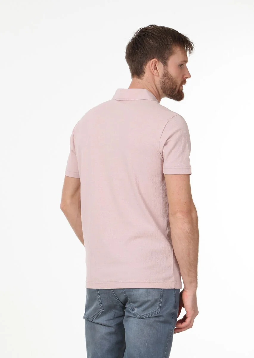 Salmon Jacquard 100% Cotton T-Shirt - 4