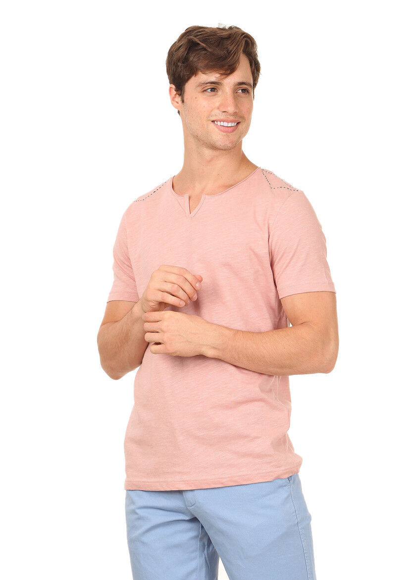 Salmon Plain 100% Cotton T-Shirt - 1