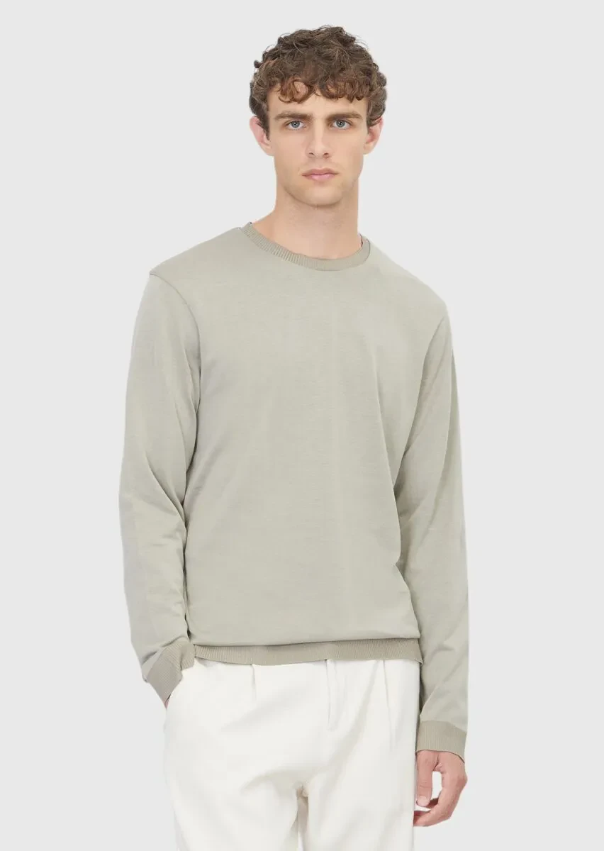 Sandy Crew Neck Plain Sweatshirt - 1