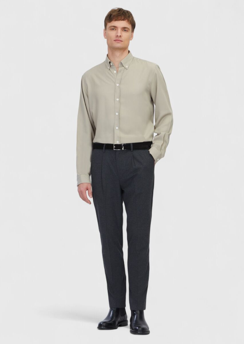 Sandy Plain Long Weaving Casual Shirt - 2