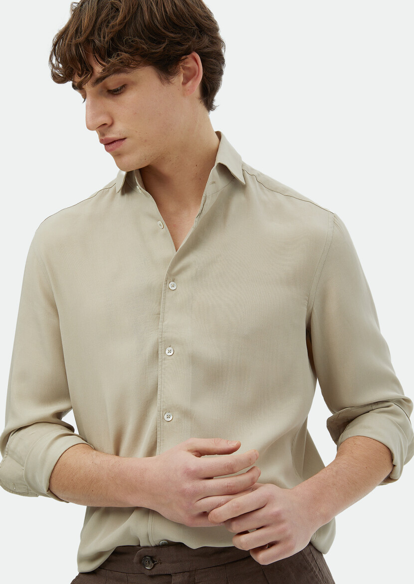 Sandy Plain Regular Fit Long Weaving Casual Shirt - 3