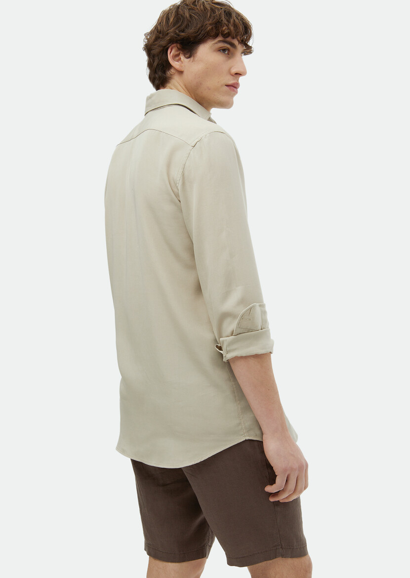 Sandy Plain Regular Fit Long Weaving Casual Shirt - 5