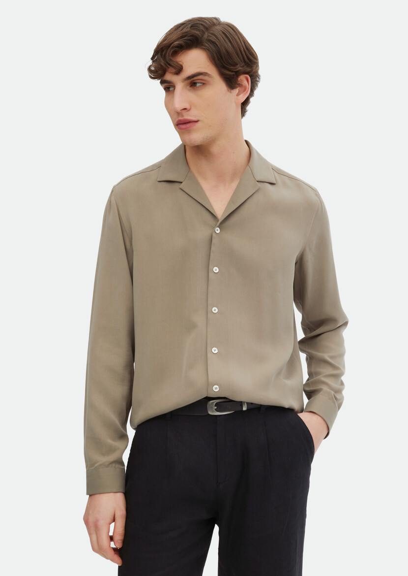 Sandy Plain Regular Fit Long Weaving Classical Shirt - 1
