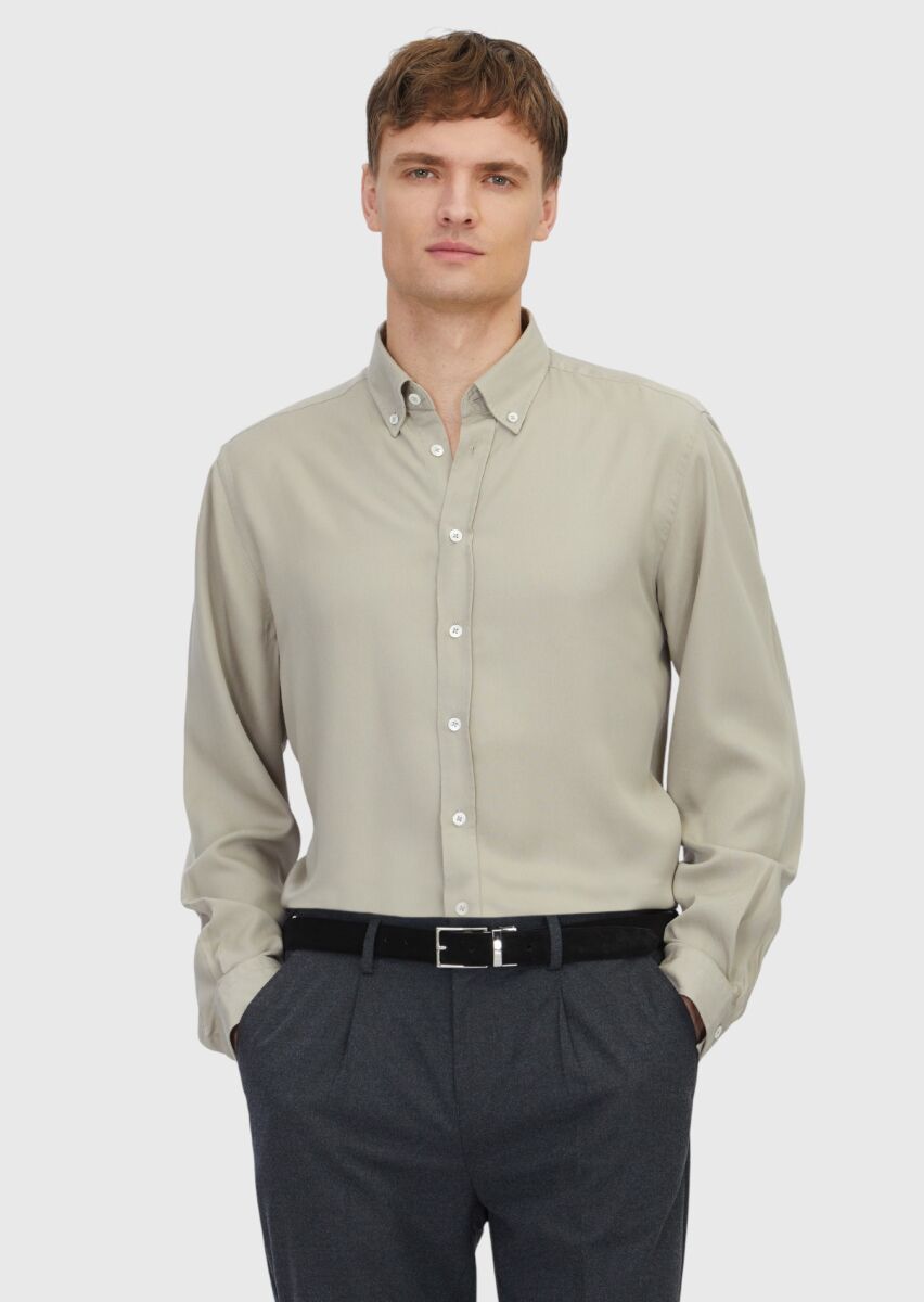 Sandy Plain Weaving Casual Shirt - 1