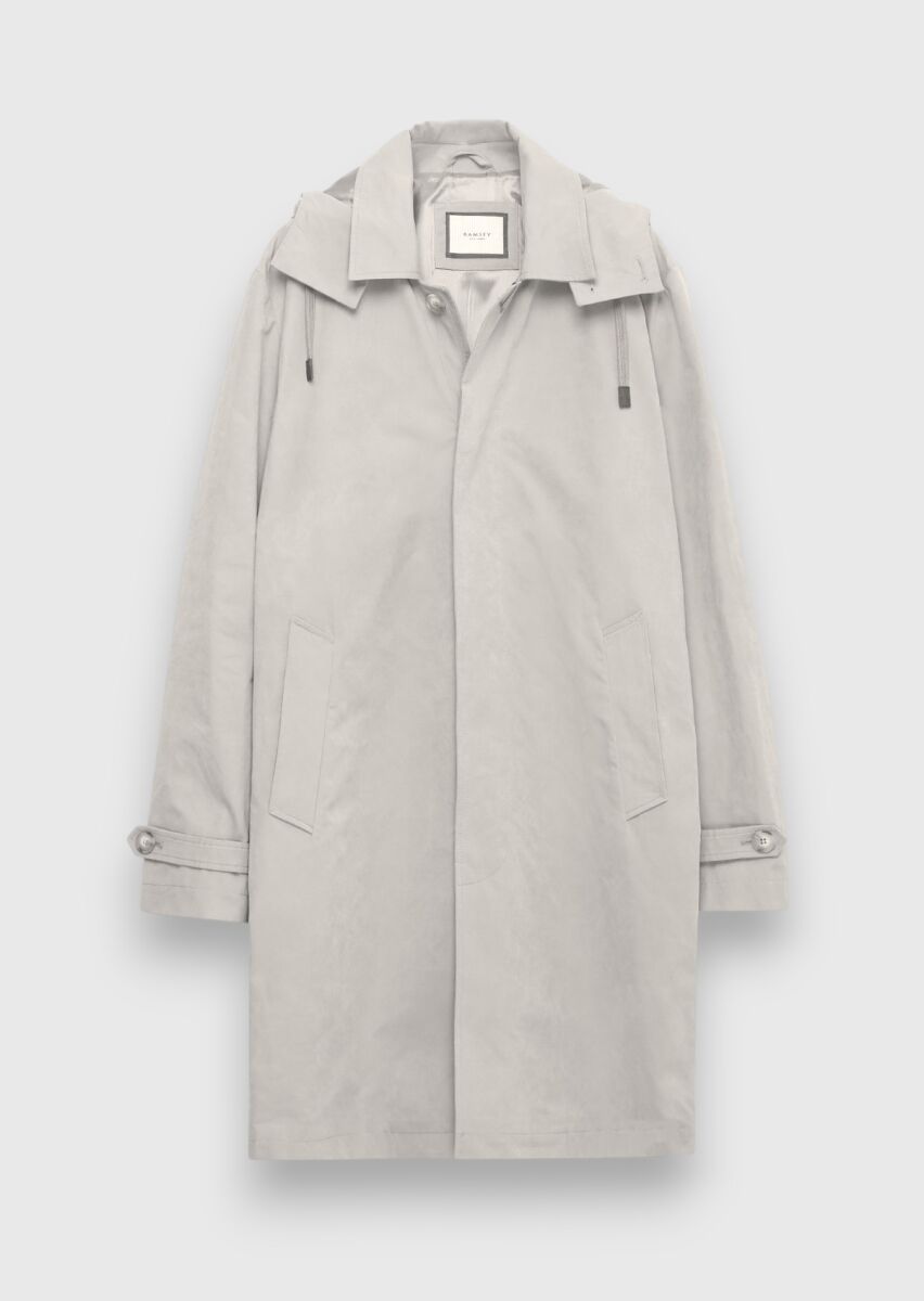 Sandy Regular Fit Casual Technical Removable Hood Rain Coat - 6