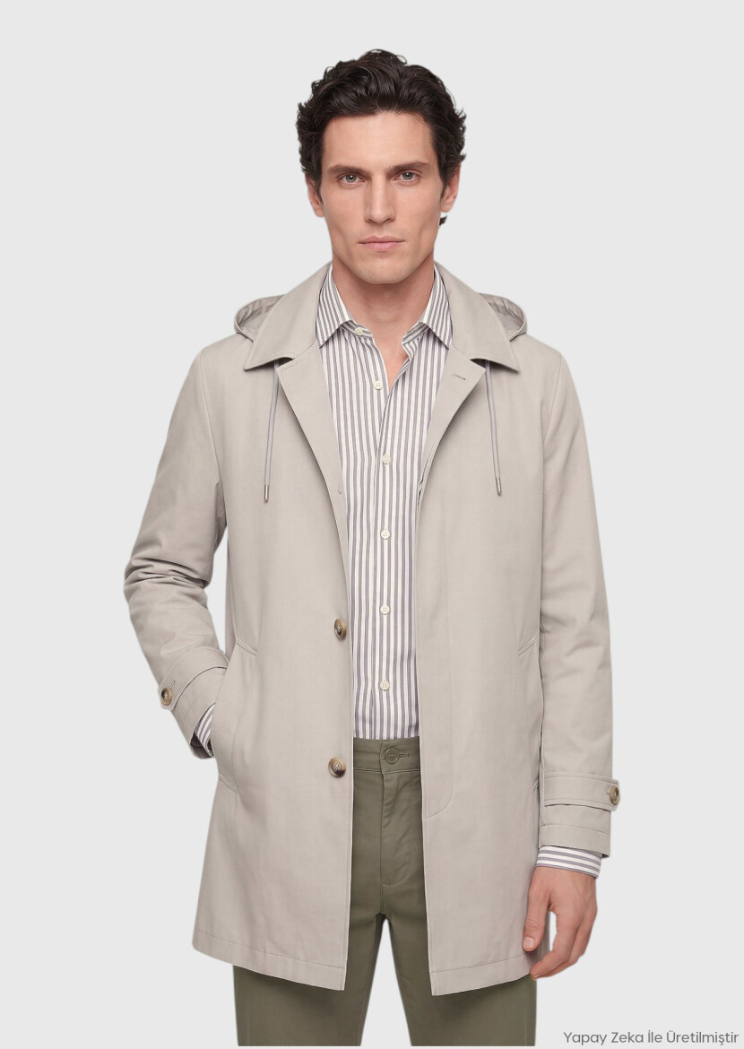 Sandy Regular Fit Casual Technical Removable Hood Rain Coat - RAMSEY