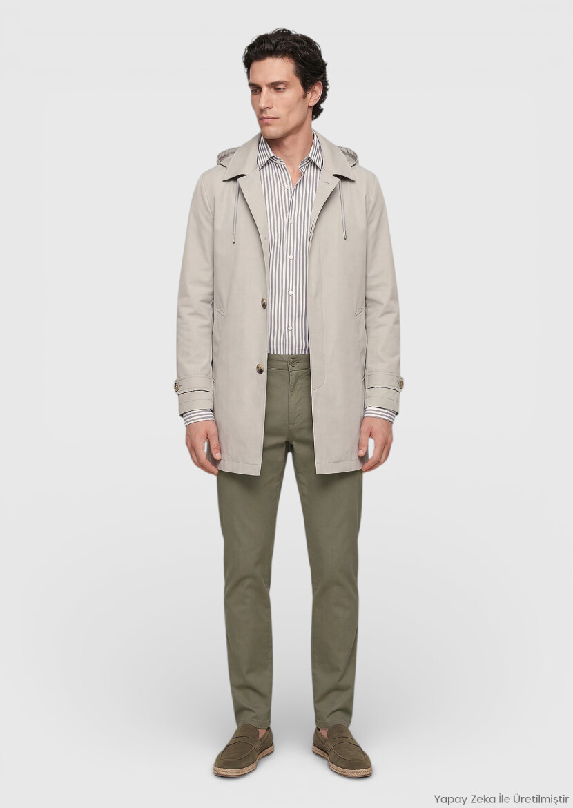 Sandy Regular Fit Casual Technical Removable Hood Rain Coat - RAMSEY