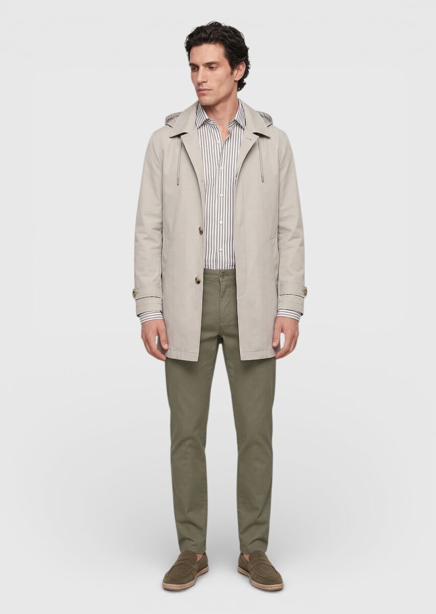 Sandy Regular Fit Hooded Casual Technical Rain Coat - 2