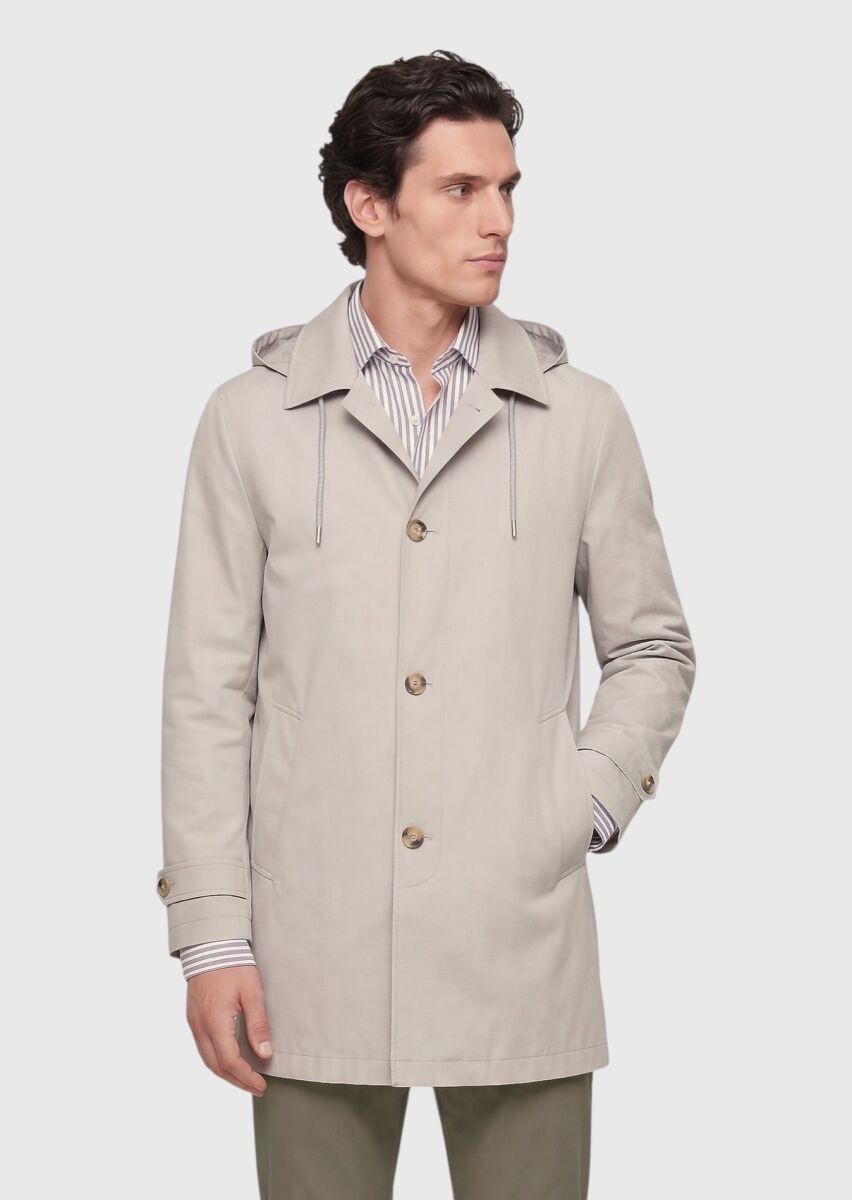 Sandy Regular Fit Hooded Casual Technical Rain Coat - 3