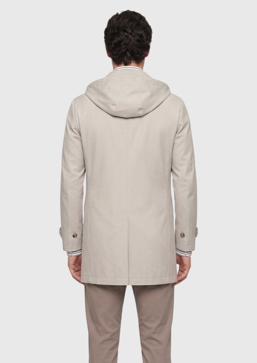 Sandy Regular Fit Hooded Casual Technical Rain Coat - 5