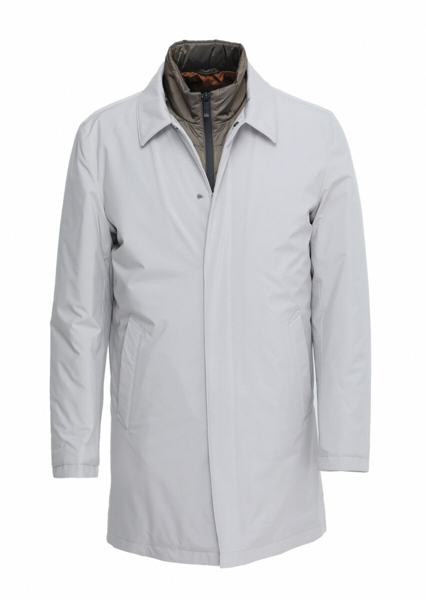 Sandy Regular Fit Shirt Collar Casual Weaving Rain Coat - 5