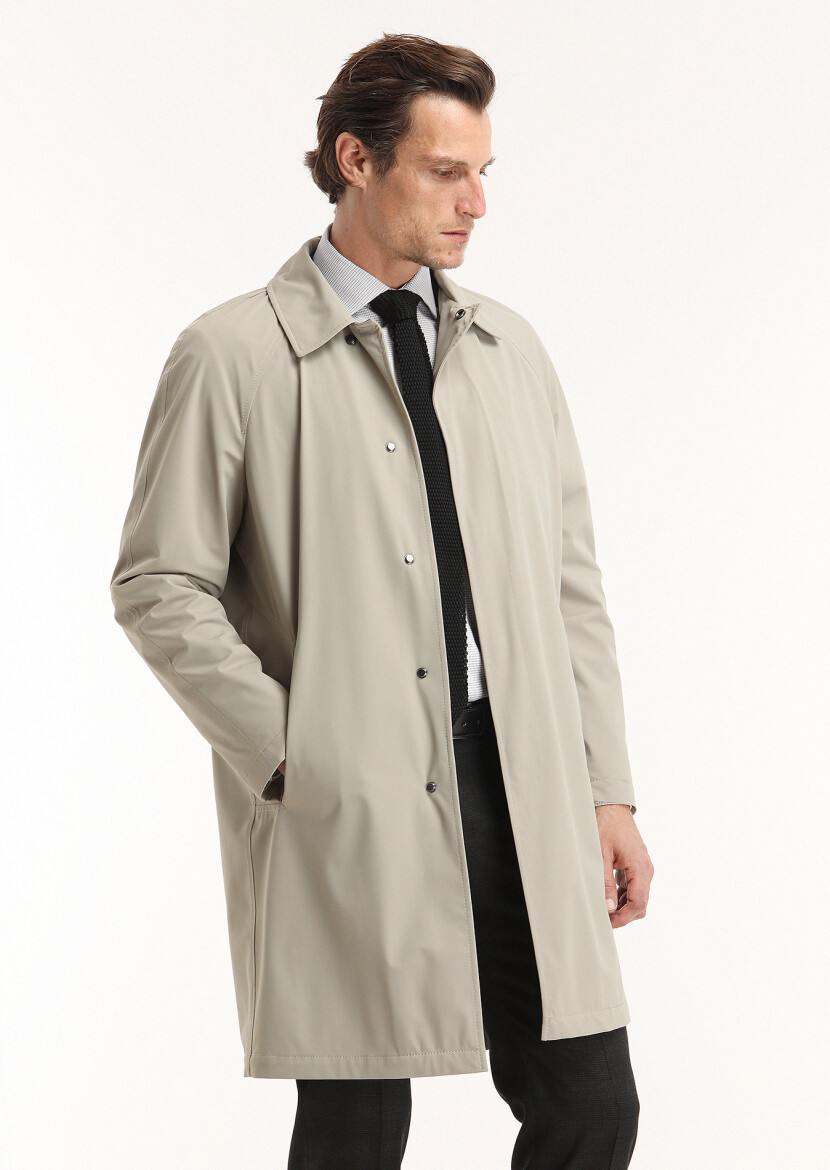 Sandy Regular Fit Shirt Collar Casual Weaving Rain Coat - 2