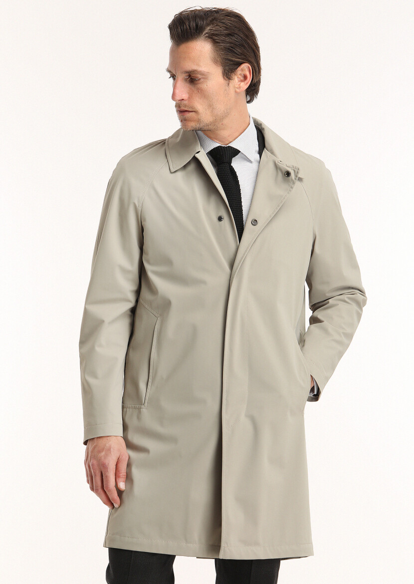 Sandy Regular Fit Shirt Collar Casual Weaving Rain Coat - 3