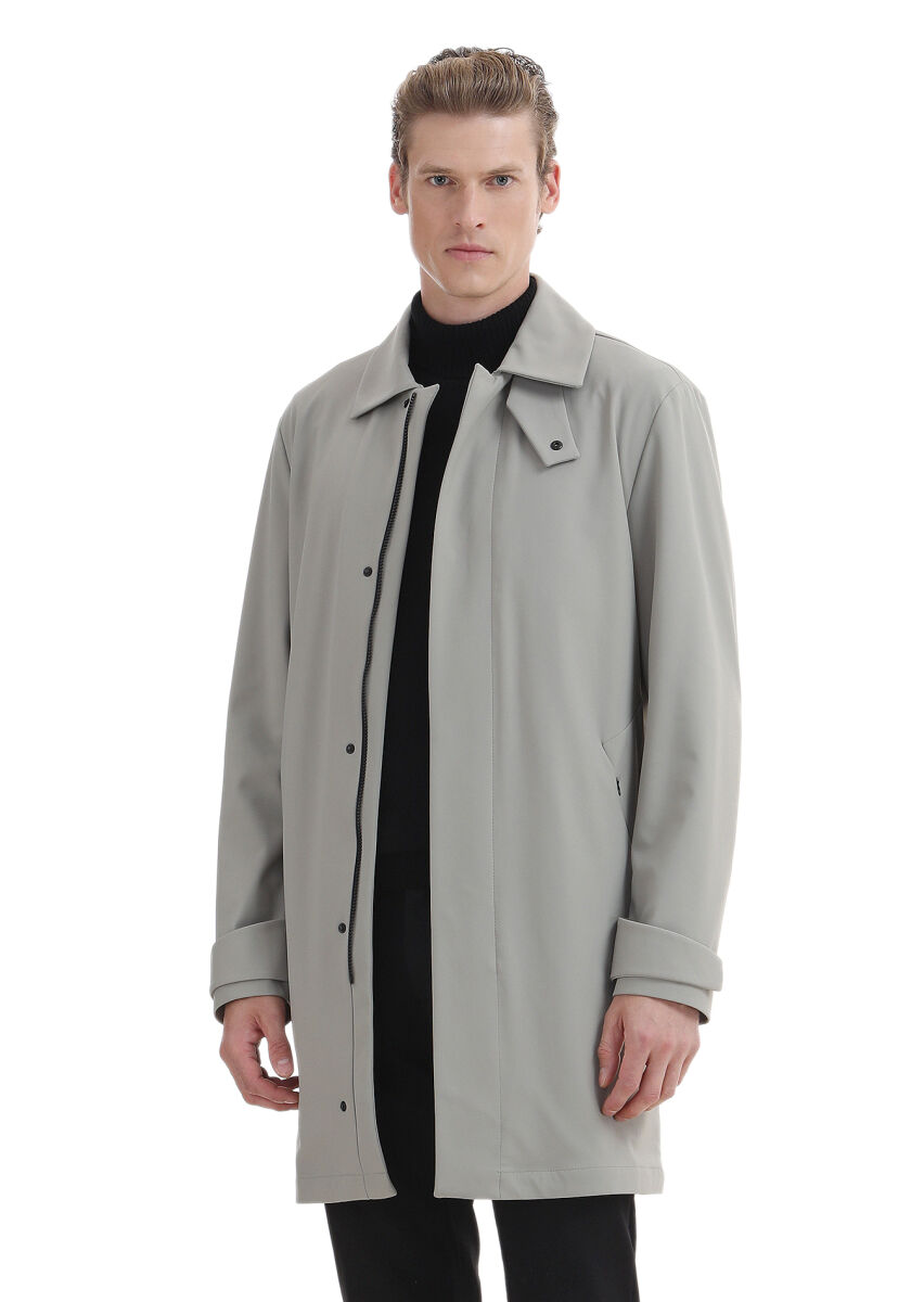 Sandy Regular Fit Shirt Collar Casual Weaving Rain Coat - 5