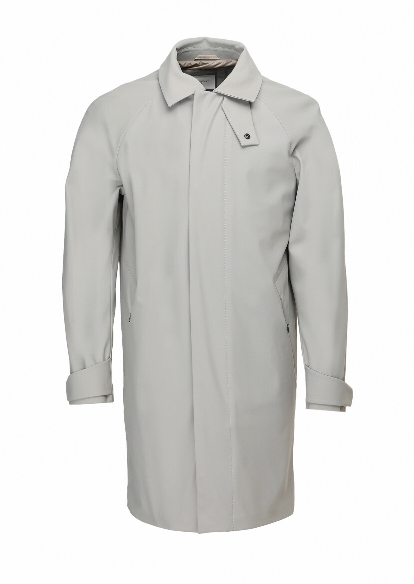 Sandy Regular Fit Shirt Collar Casual Weaving Rain Coat - 10