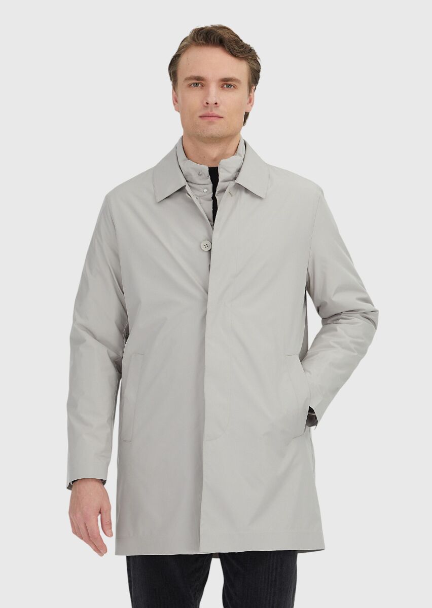 Sandy Regular Fit Shirt Collar Casual Weaving Rain Coat - 5