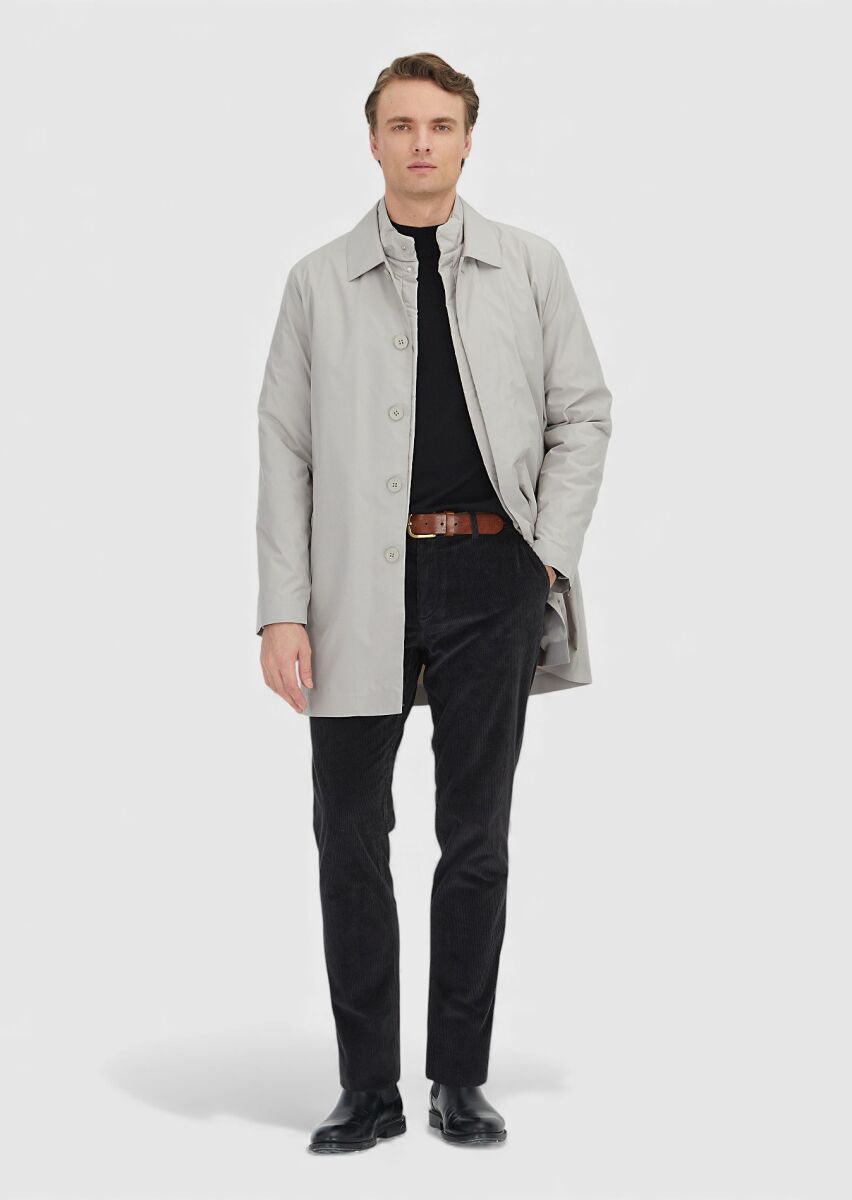 Sandy Regular Fit Shirt Collar Casual Weaving Rain Coat - 2