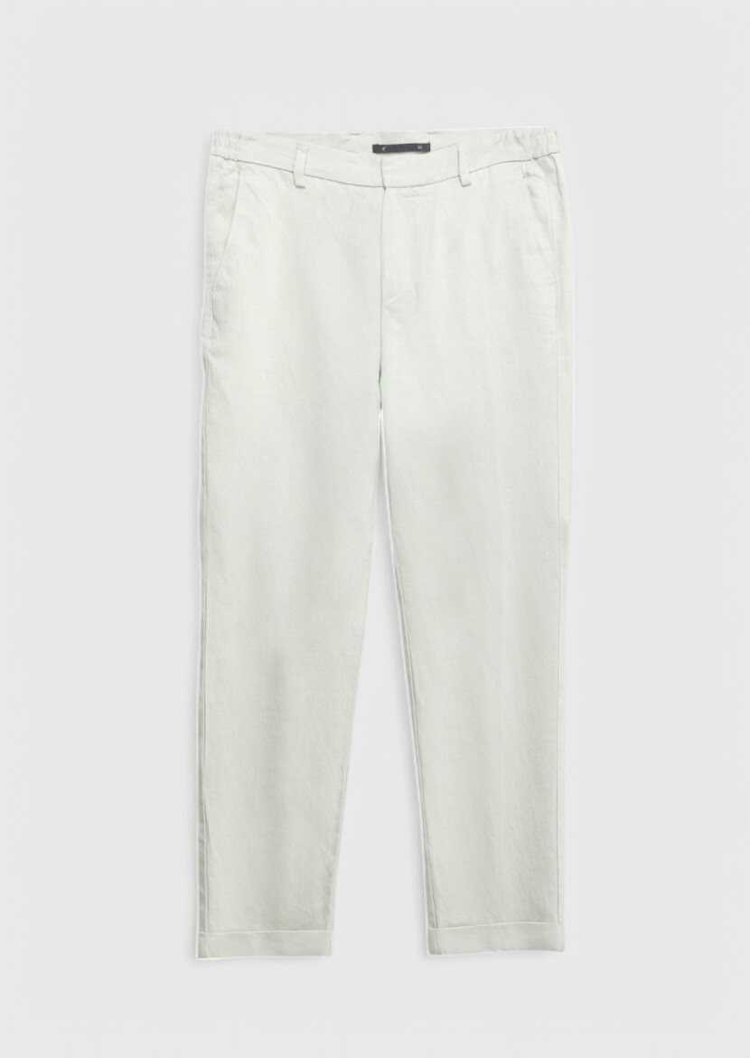 Sandy Weaving Jogging Fit Casual Linen Blended Trousers - 5