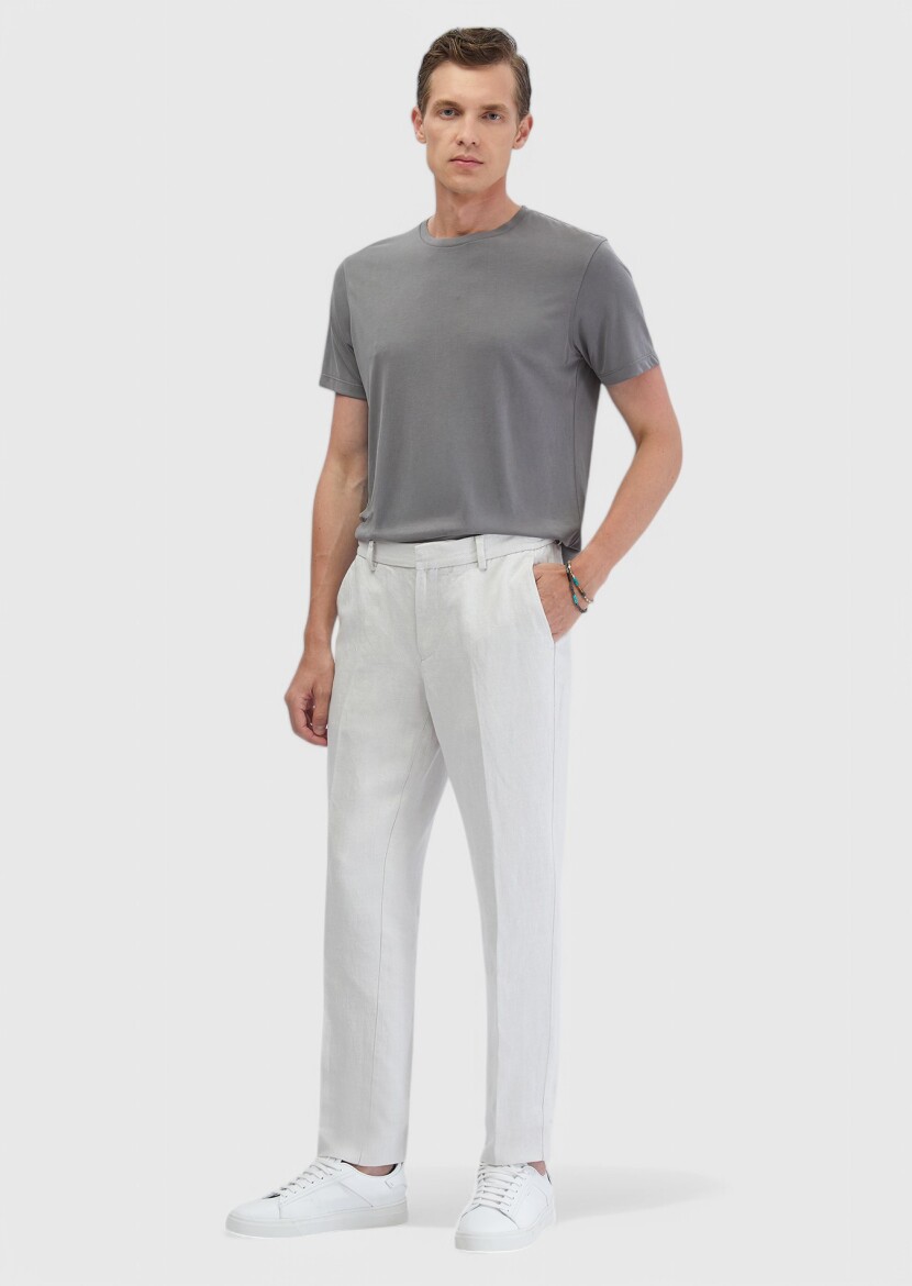 Sandy Weaving Jogging Fit Casual Linen Blended Trousers - 1