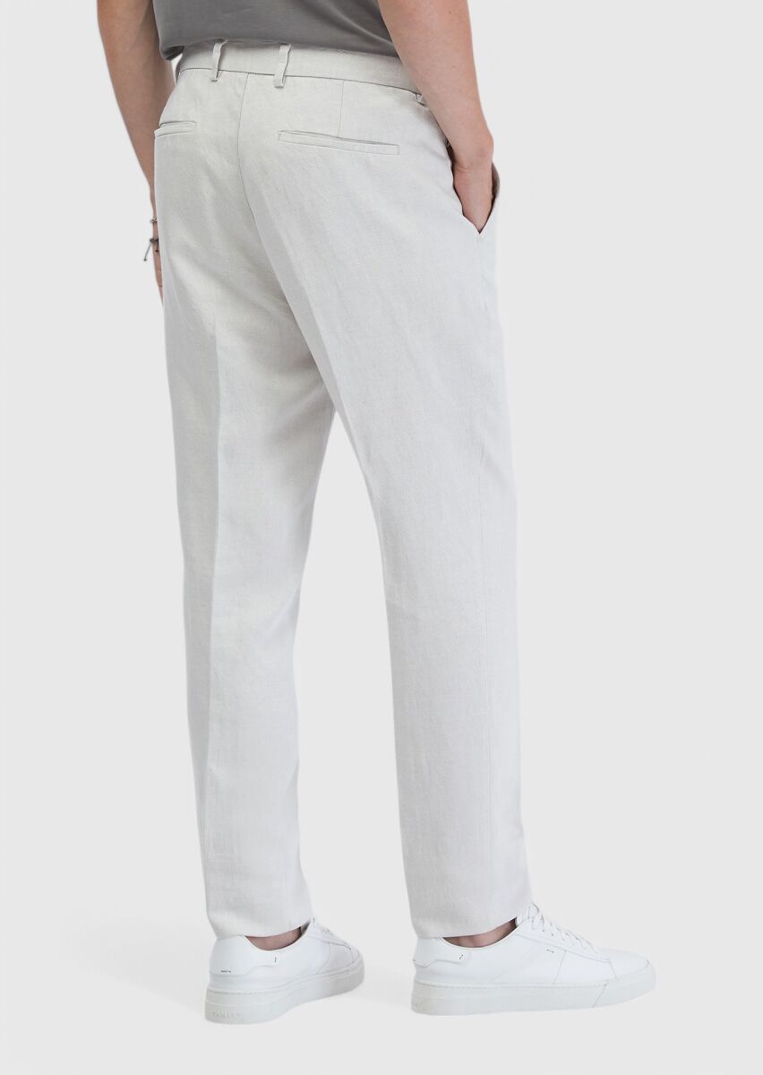 Sandy Weaving Jogging Fit Casual Linen Blended Trousers - 4