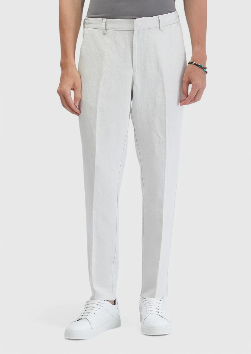 Sandy Weaving Jogging Fit Casual Linen Blended Trousers - 2