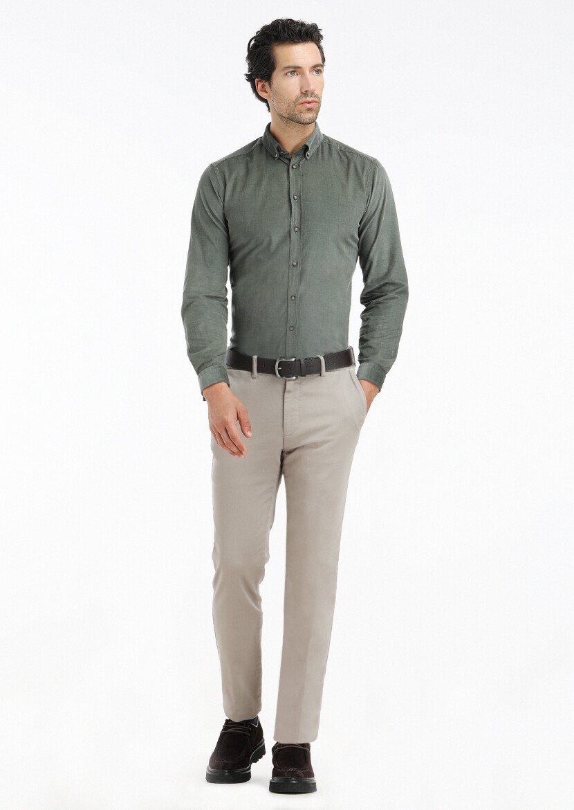 Sandy Weaving Regular Fit Casual Cotton Blended Trousers 