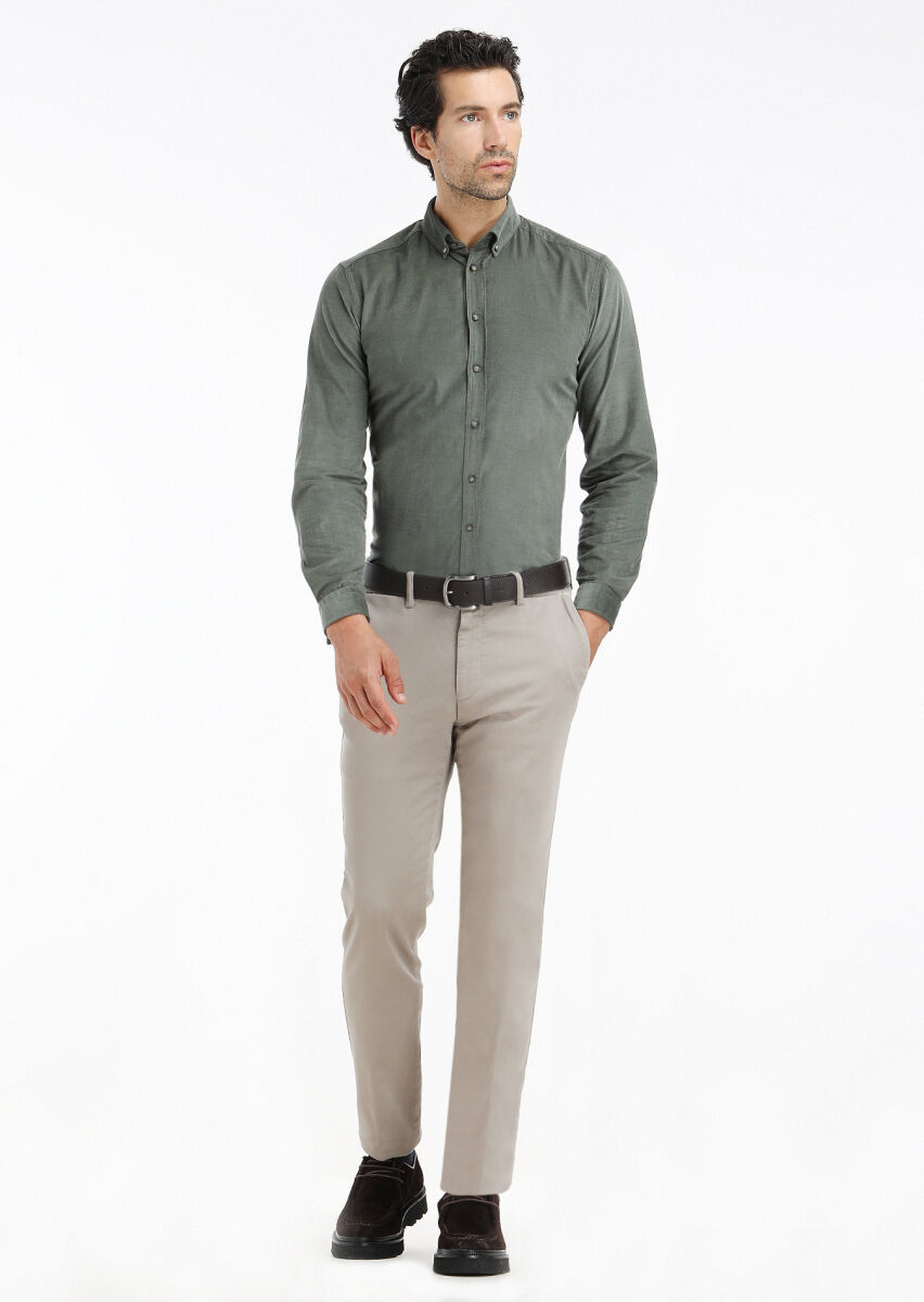 Sandy Weaving Regular Fit Casual Cotton Blended Trousers - 2