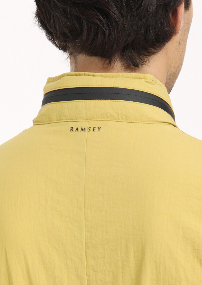 Sarı Regular Fit Dik Yaka Casual Dokuma Mont - 6