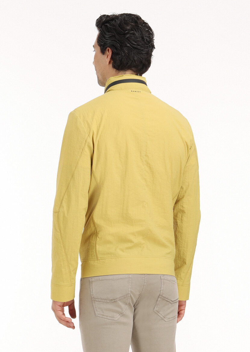 Sarı Regular Fit Dik Yaka Casual Dokuma Mont - 7