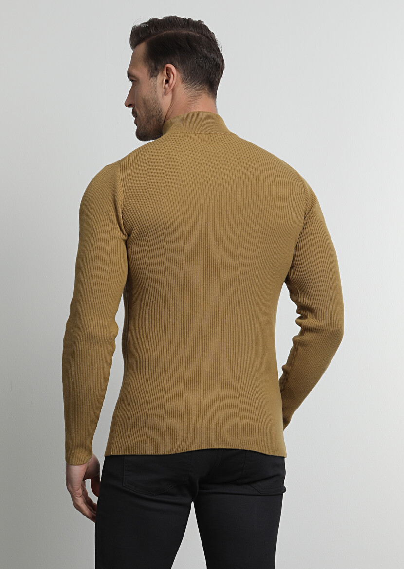 Sarı Selanik Yün Karışımlı Triko Kazak - 4