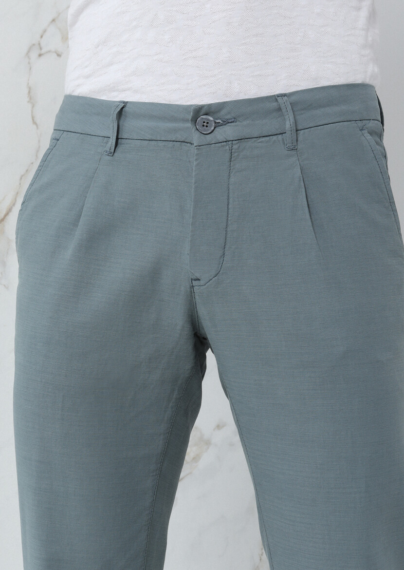 See Green Weaving Regular Fit Casual Cotton Blended Trousers - 3