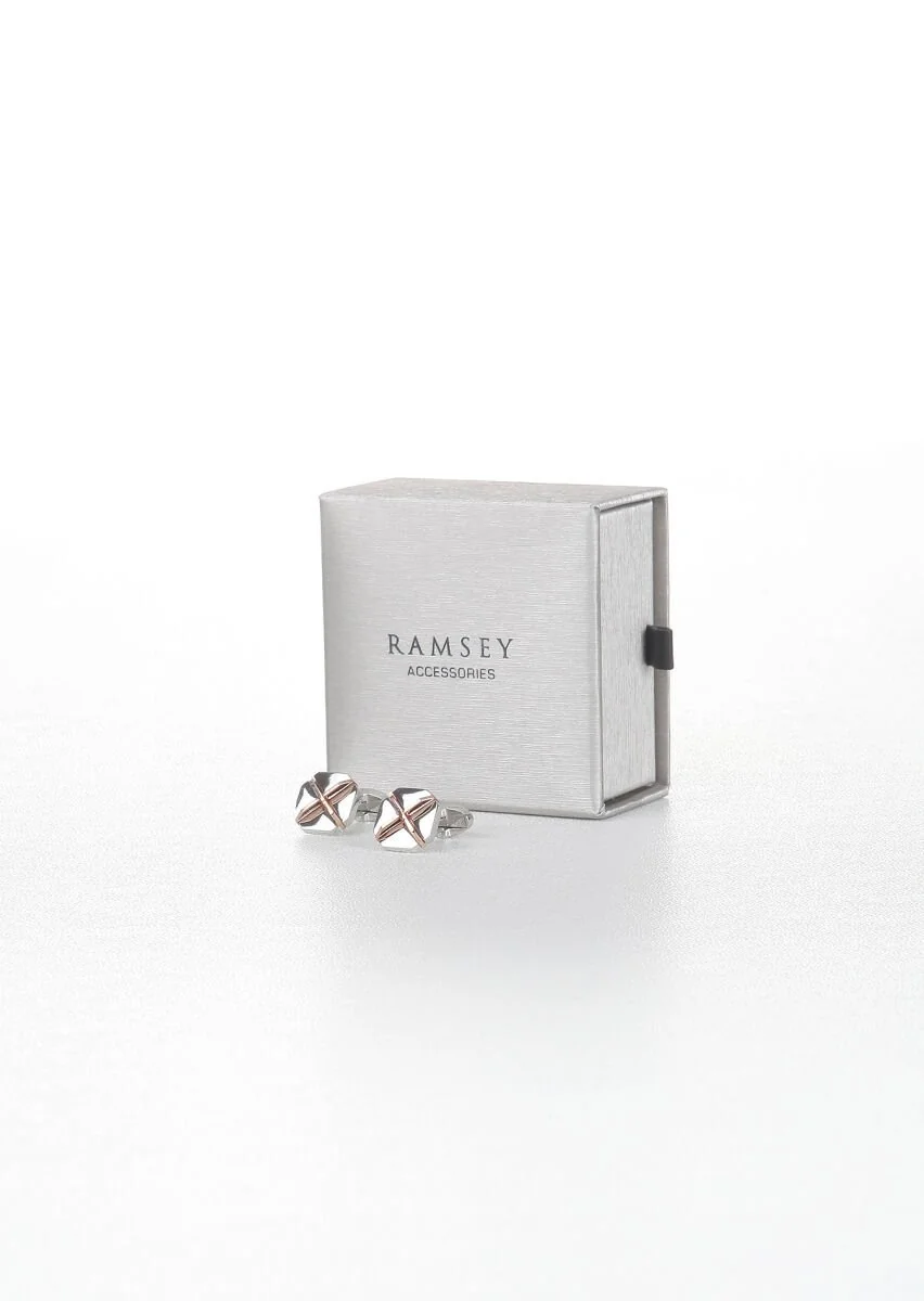 Silver Brass Cuff Link - 1
