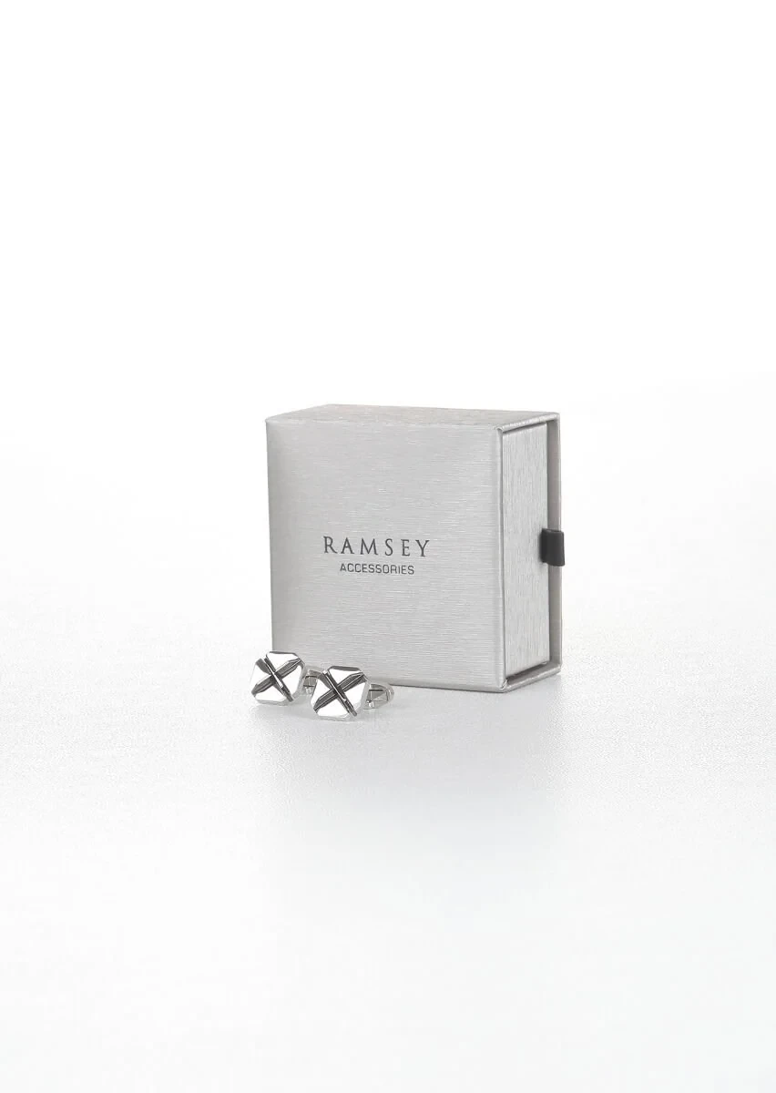 Silver Brass Cuff Link - 1