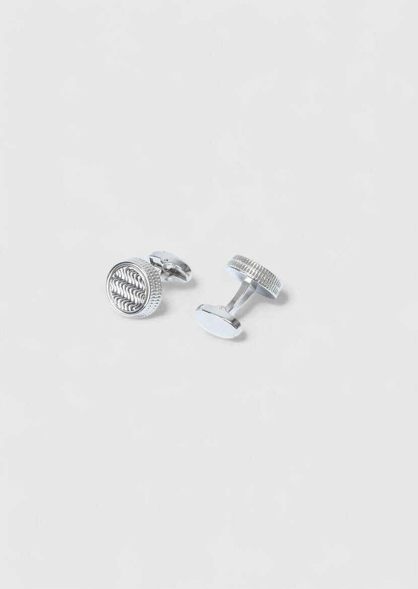 Silver Brass Cuff Link - 2