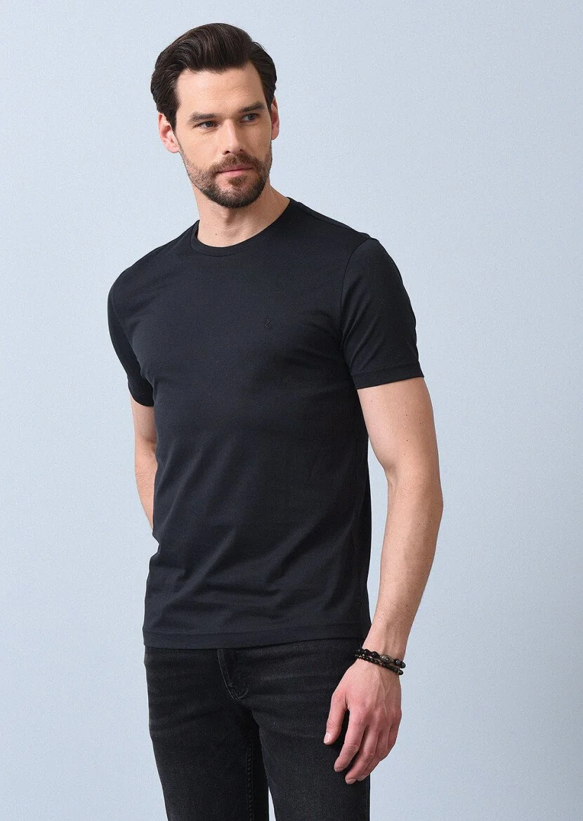 Siyah %100 Pamuk T-Shirt - 2
