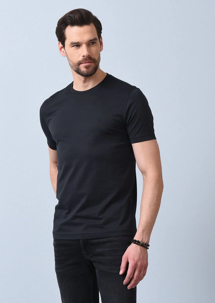 Siyah %100 Pamuk T-Shirt - 2