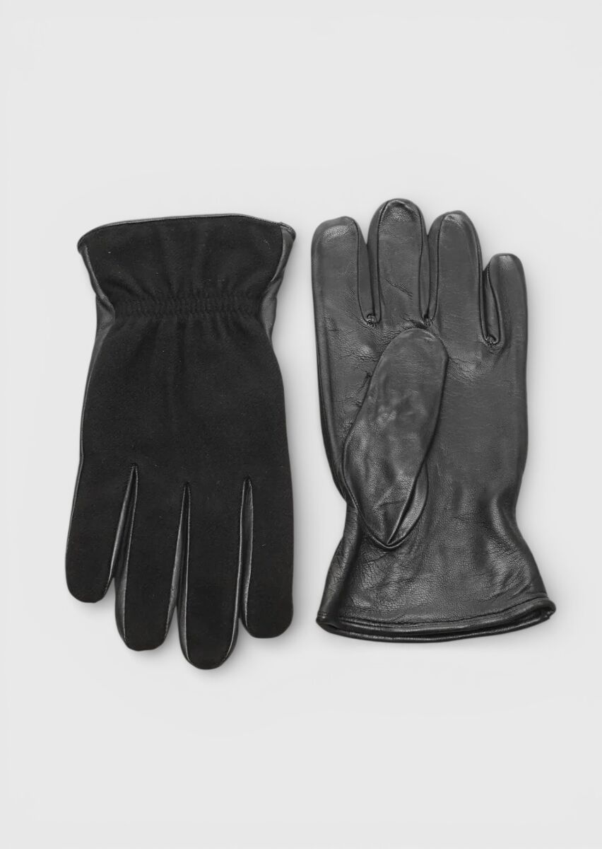 Siyah %50 Deri ,%30 Polyester ,%20 Yün Eldiven - 1