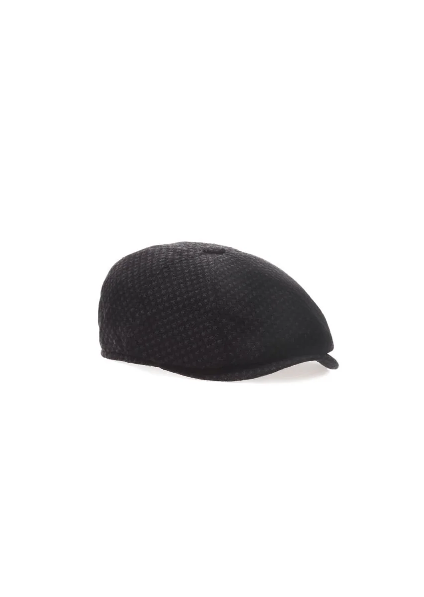 Siyah %50 Polyester ,%50 Yün Sapka - 1