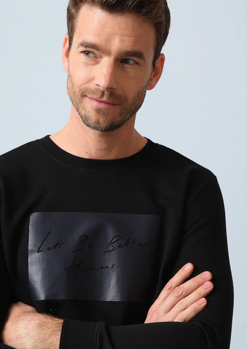 Siyah Baskılı Sweatshırt - 3