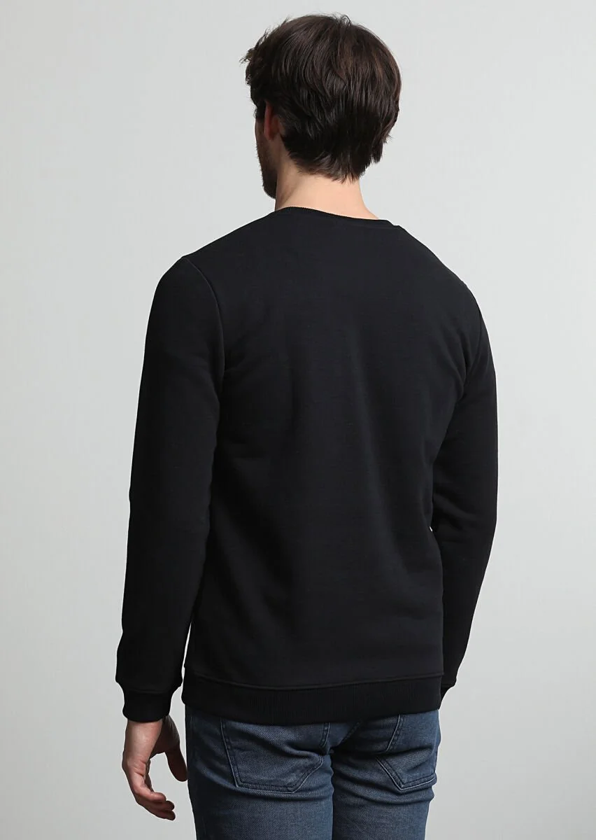 Siyah Baskılı Sweatshırt - 4