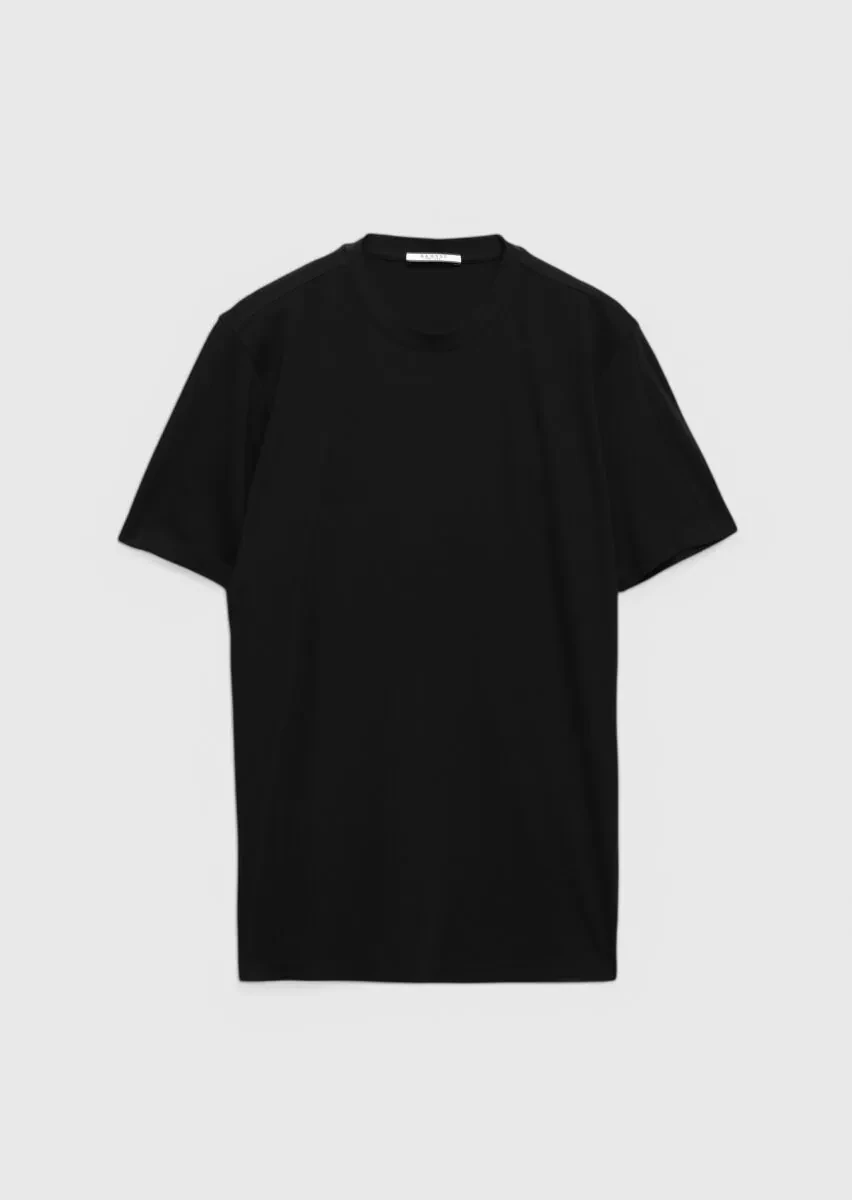 Siyah Bisiklet Yaka T-Shirt - 5