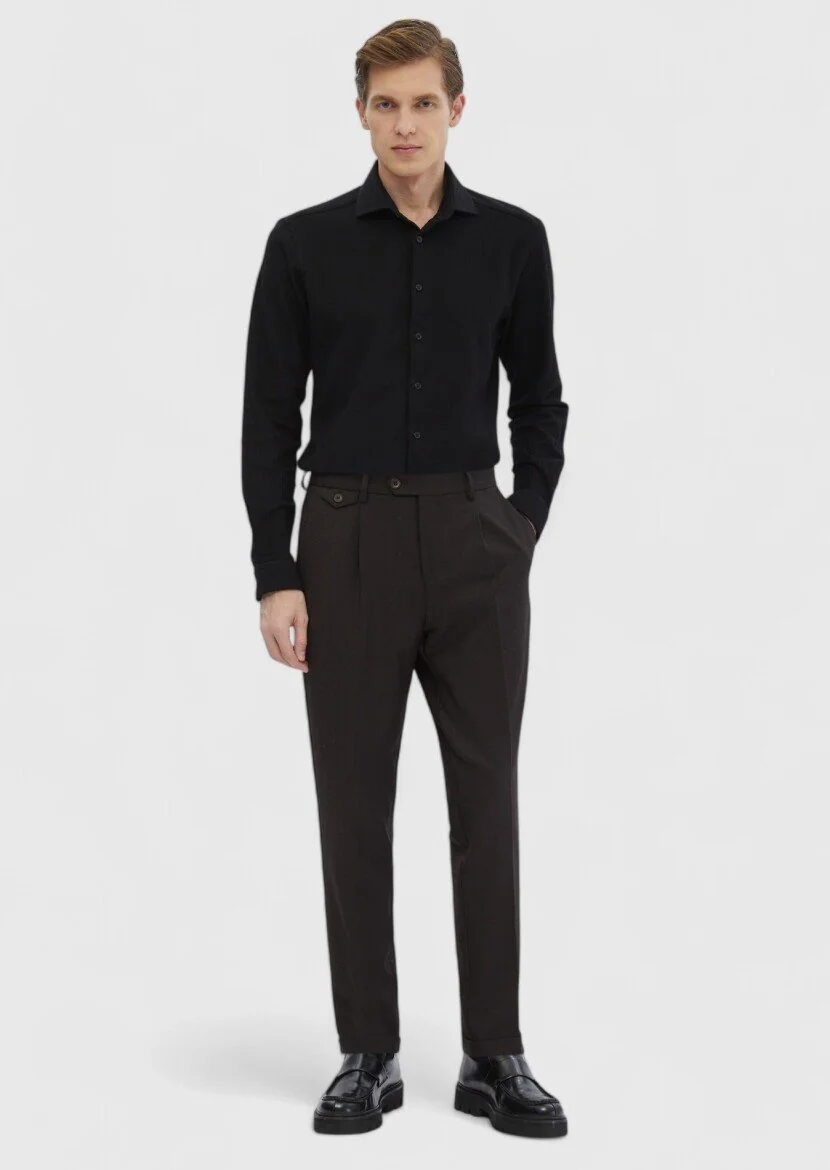 Siyah Çizgili Casual Fit Casual %100 Pamuk Gömlek - 2