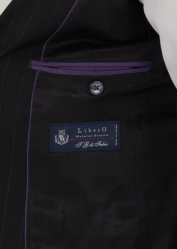 Siyah Çizgili Zeroweight Slim Fit %100 Yün Takım Elbise - 4