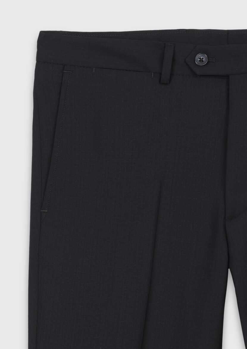 Siyah Çizgili Zeroweight Slim Fit %100 Yün Takım Elbise - 11