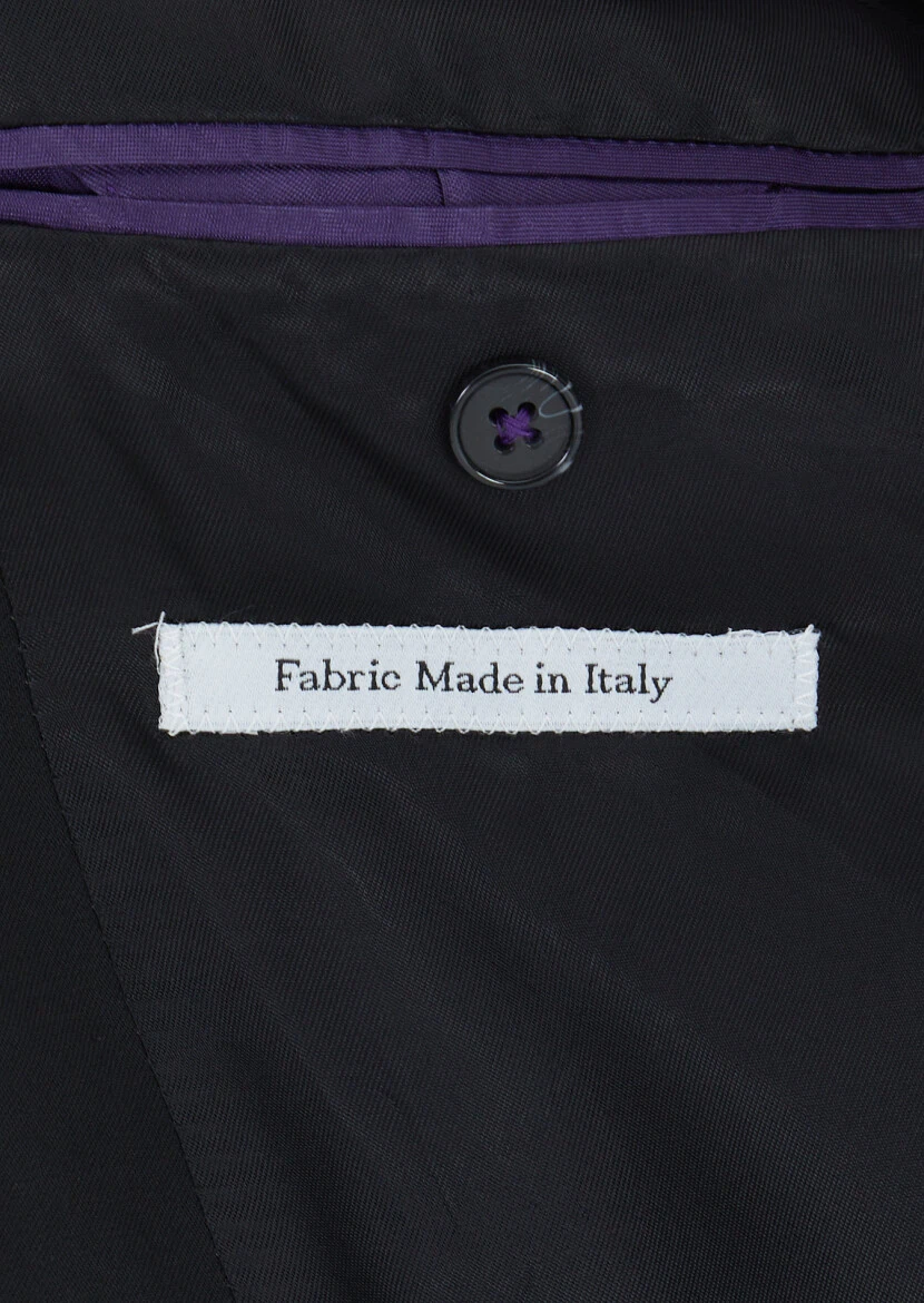 Siyah Çizgili Zeroweight Slim Fit %100 Yün Takım Elbise - 5