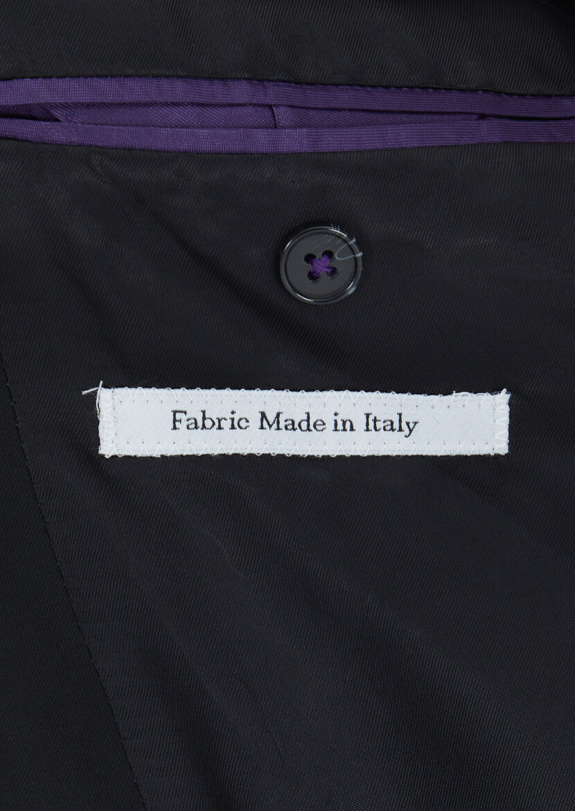 Siyah Çizgili Zeroweight Slim Fit %100 Yün Takım Elbise - 5